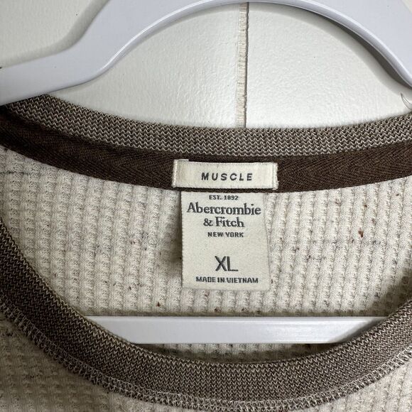 Abercrombie & Fitch Men's Size XL Muscle Waffle Knit Crewneck Long Sleeve Shirt - Picture 5 of 9